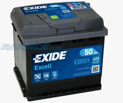 Аккумуляторная батарея 50а\ч 450А п.п ев.кл. EB501 Exide (фото №1)