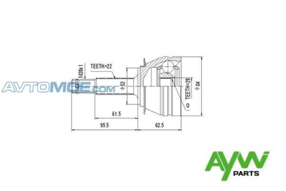 Шрус наружный AW1510203 Aywiparts (фото №1)